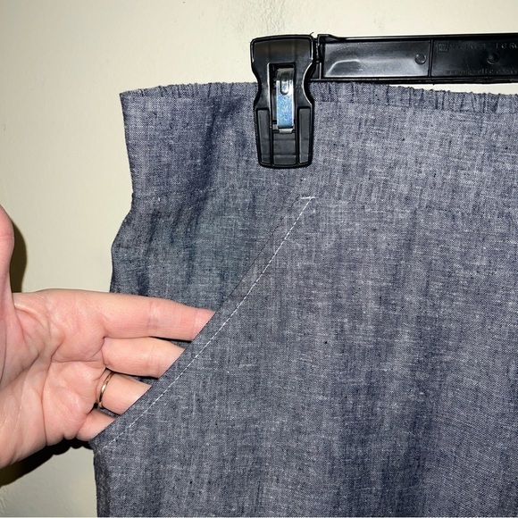 Women’s Cass Mode New York gray elastic waist linen pocket Pants size 12 - Picture 3 of 7
